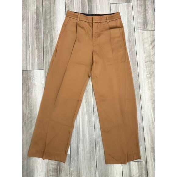 Vince Dress Pants in Brown Size 12 Zip Fly Straight Leg Pleated Pockets Formal - Picture 1 of 4